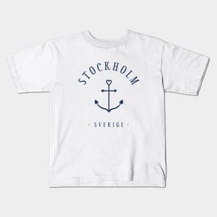 Stockholm capital of Sweden Anchor Vintage Design Kids T-Shirt